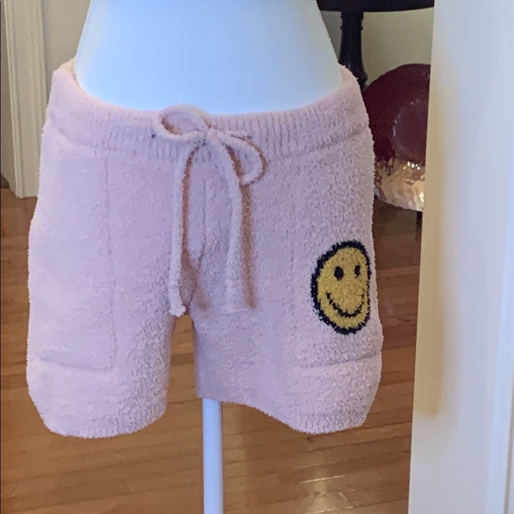 Comfyluxe Cozy Pink Smiley Face Pajama Shorts